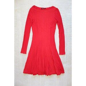 Rostfrei by Anett Rostel Passion red Midi dress Size 38 /M Long Sleeve textured